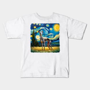 Starry Italian Greyhound Dog Portrait - Pet Portrait Kids T-Shirt